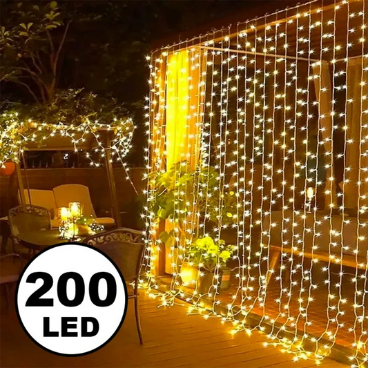 Cortina 200 LED 1.5x2m Cálido Cascada